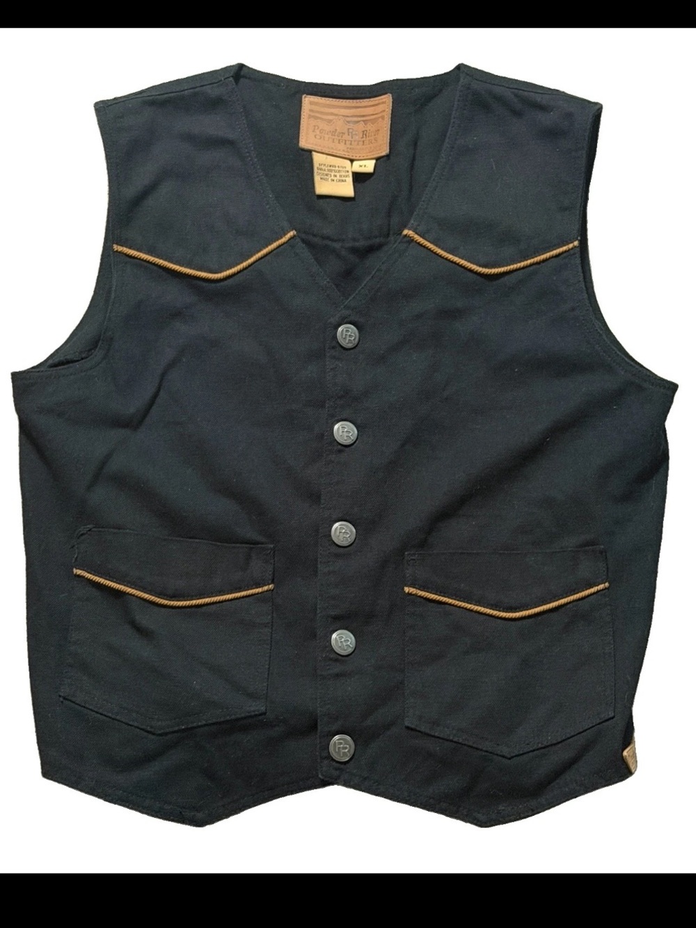 Powder River Outfitters by Panhandle Slim Vest Women’s Size XL Black Tan Trim